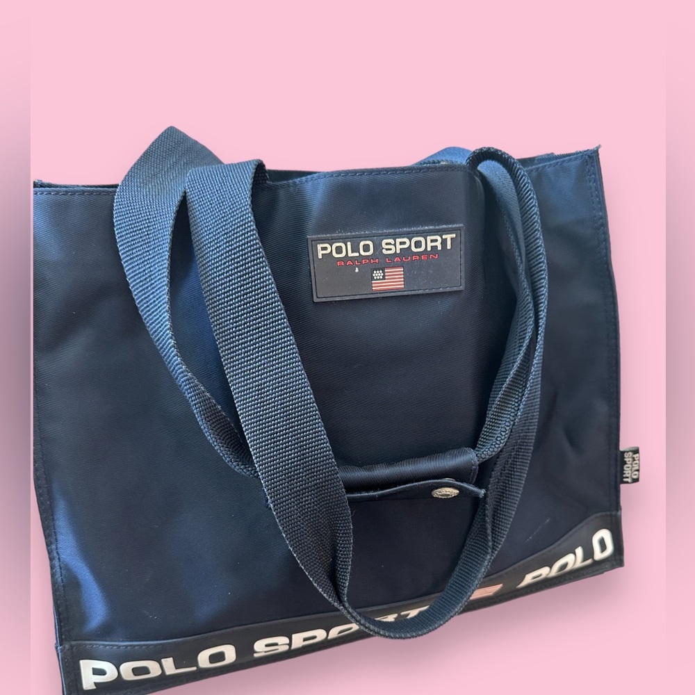 ✮ vintage 90s polo sport navy blue tote bag  ✮